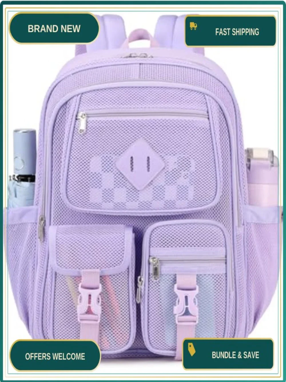 Heavy Duty Mesh Backpack for School Beach Sports Travel See Through Net Bookbag